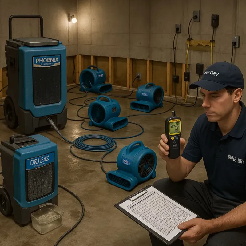 Structural Drying and Dehumidification process in Marshallton, PA